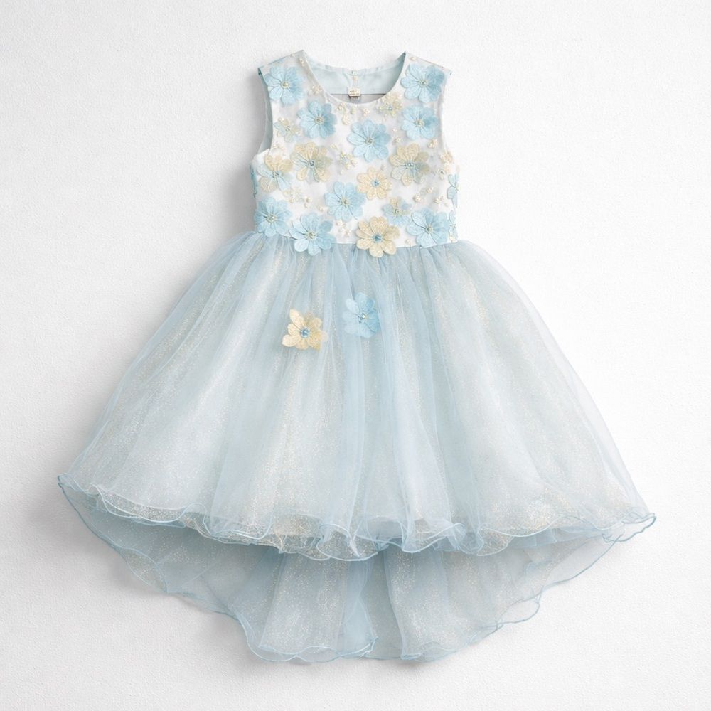 Pink Butterfly Blue and Gold Event Party Dress high low Brand New!